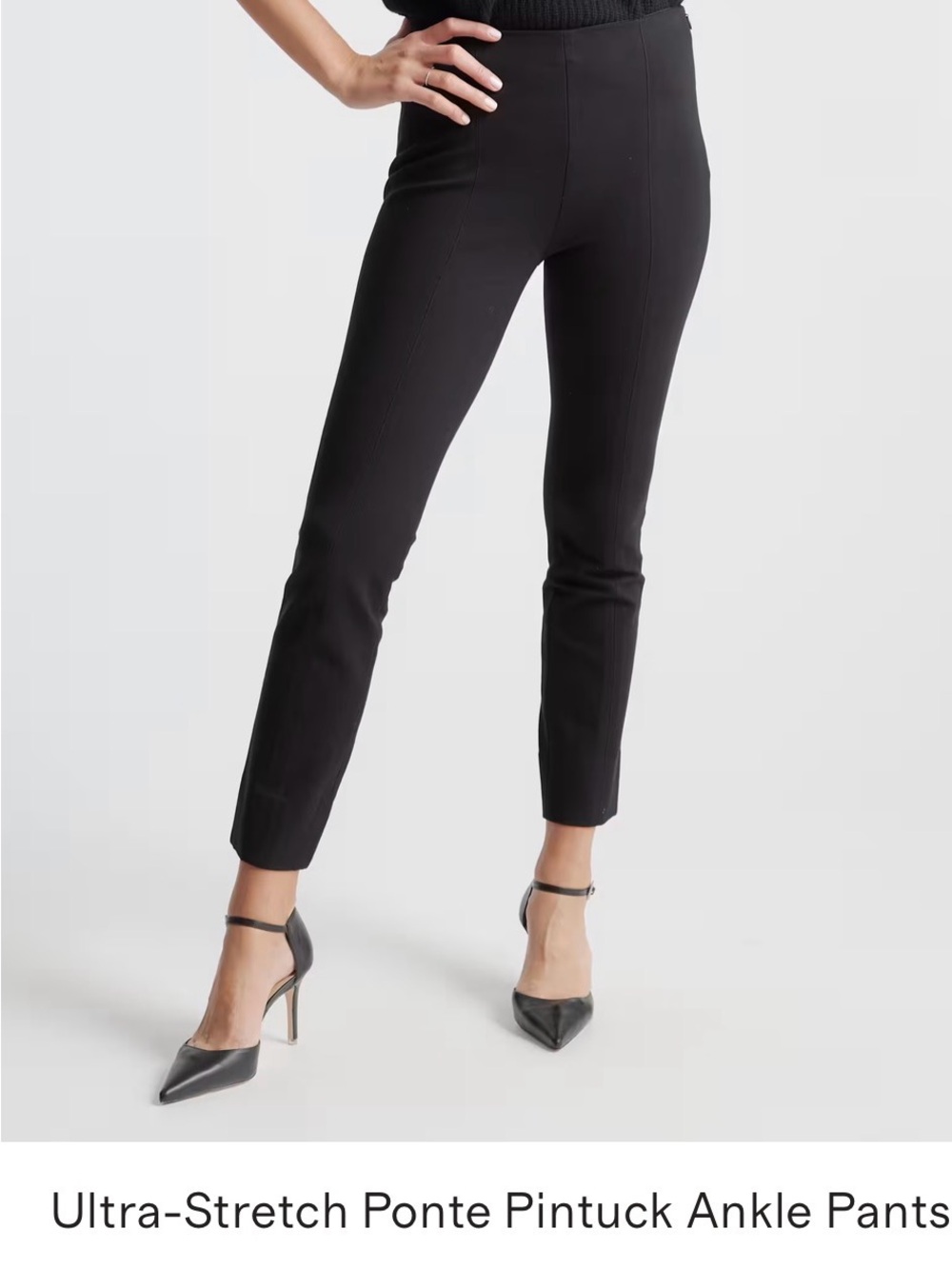 Quince Black Ponte Pintuck Ankle Pants - Women